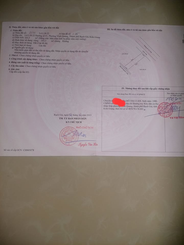 Đất mặt đường Lý Thị Huê, Vĩnh Quang, Rạch Giá 103m² giá 1.7 tỷ - Cần bán gấp!