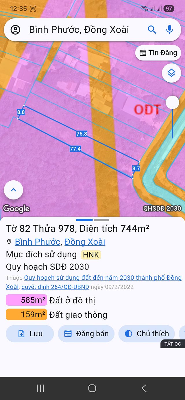 Bán đất sào Tân Thiện Đồng Xoài 8470m² giá 1 tỷ - Đầu tư sinh lời hấp dẫn!