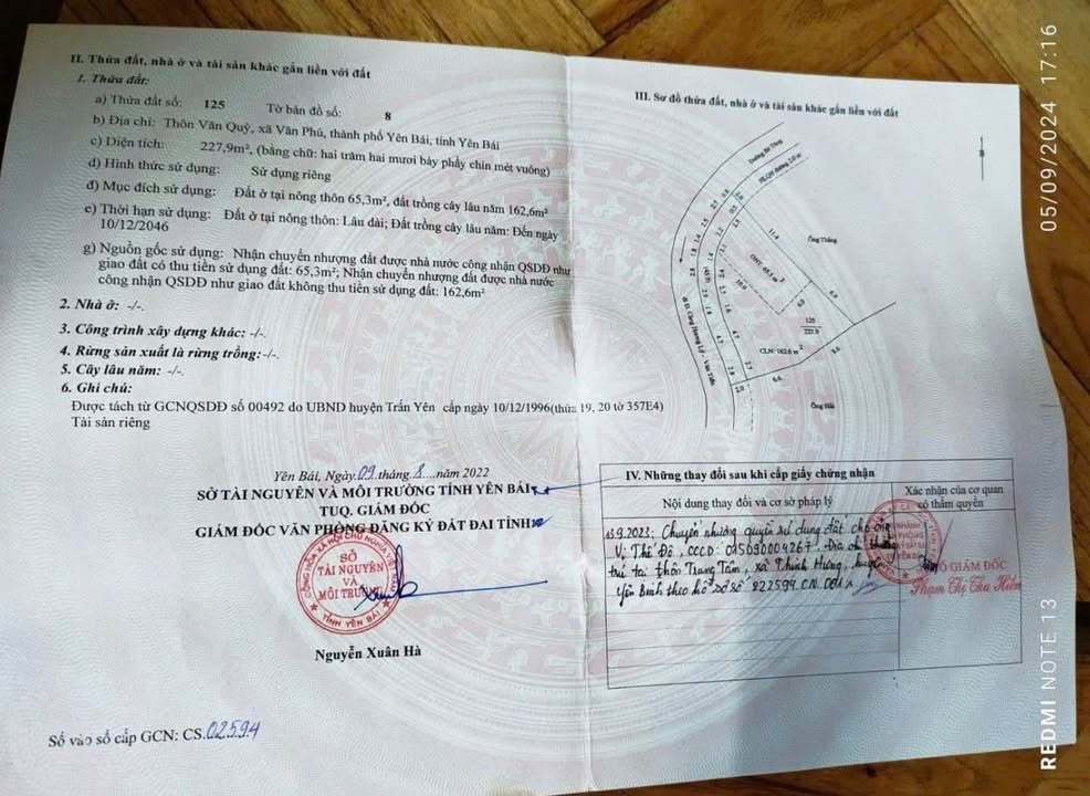 Đất nền Văn Phú Yên Bái 227m² giá 500 triệu - Sổ đỏ chính chủ, giao dịch ngay!