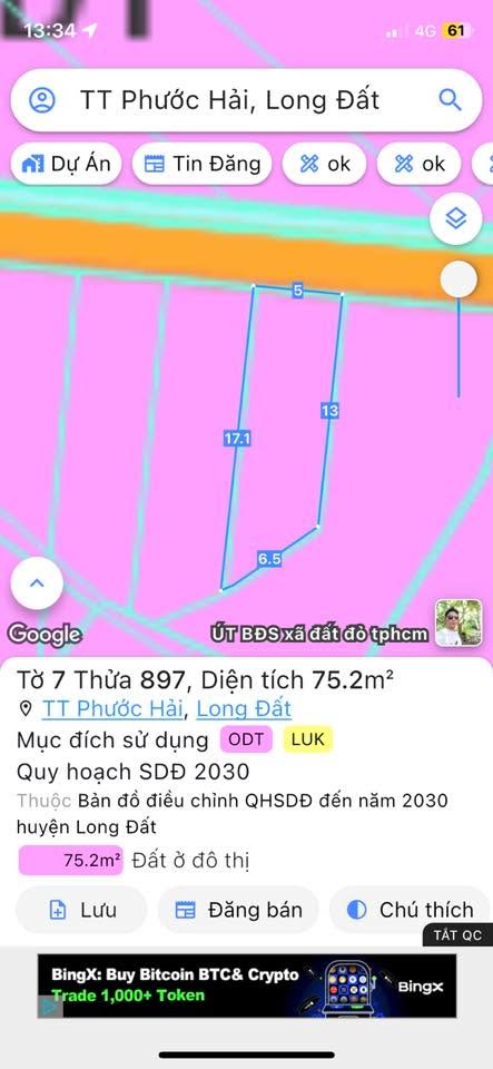 Đất nền biển Phước Hải 75m² giá chỉ 649 triệu - Sổ đỏ chính chủ ngay khu vực Đồng Gió