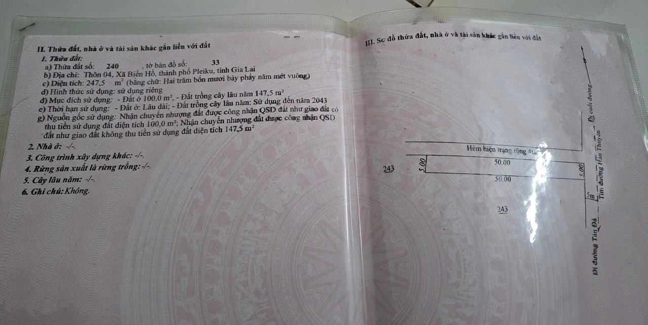 Đất thổ cư mặt tiền Hàn Thuyên, Biển Hồ 650m² giá 3.4 tỷ - Cơ hội đầu tư hấp dẫn!