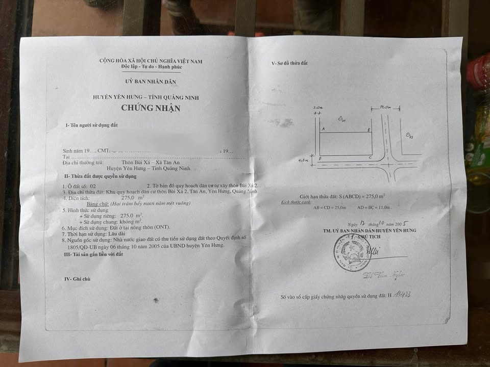 Đất nền Tân An, Quảng Yên 275m² giá 2.75 tỷ - Đầu tư sinh lời ngay!