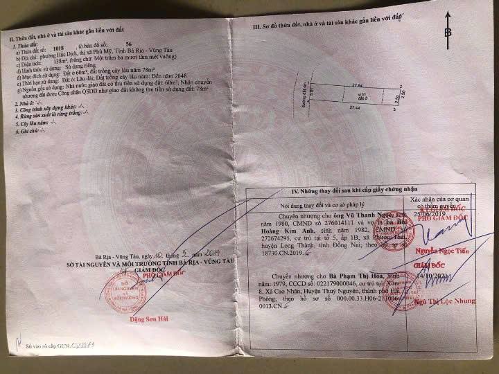 Đất thổ cư Hắc Dịch, Phú Mỹ 135m² giá 1 tỷ - Cơ hội đầu tư tuyệt vời!