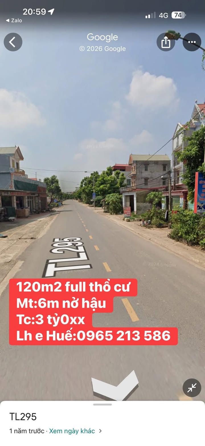 Đất thổ cư 120m² tại TL 295, Lạng Giang - Cần tiền gấp, giá tốt!