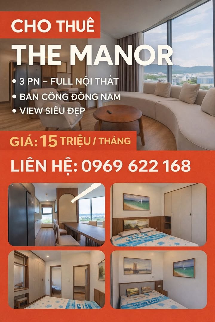 Chung cư cao cấp The Manor Lào Cai 3PN giá 15 triệu - Full nội thất, view cực đẹp!