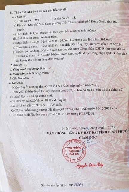 Đất nền Tân Phú, Đồng Xoài 440m² giá 1.02 tỷ - Cơ hội đầu tư hấp dẫn!