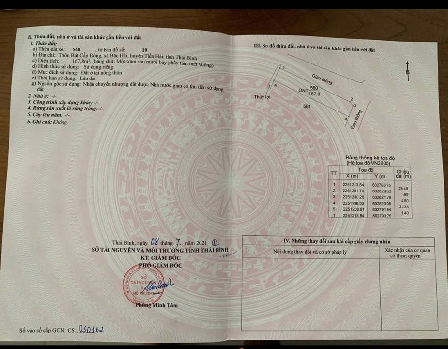 Đất nền thôn Cấp Đông, xã Bắc Tiền Hải, 167m² - Lô góc, vị trí đắc địa!