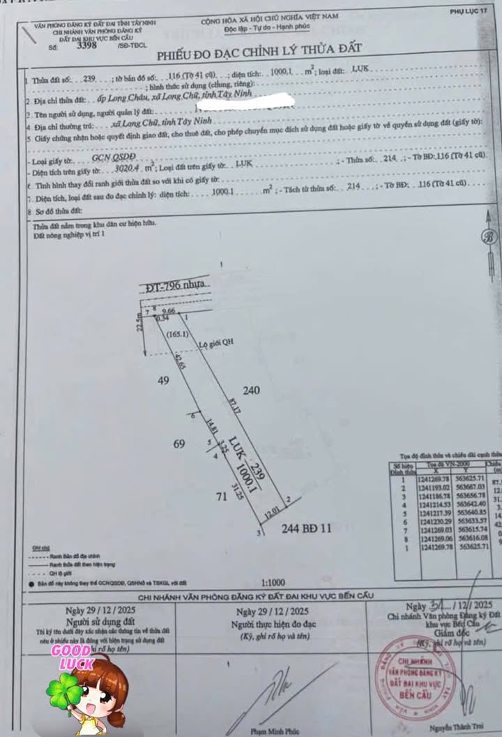 Đất mặt tiền kinh doanh tỉnh lộ 796, Tây Ninh 1080m² - Cơ hội đầu tư hấp dẫn!