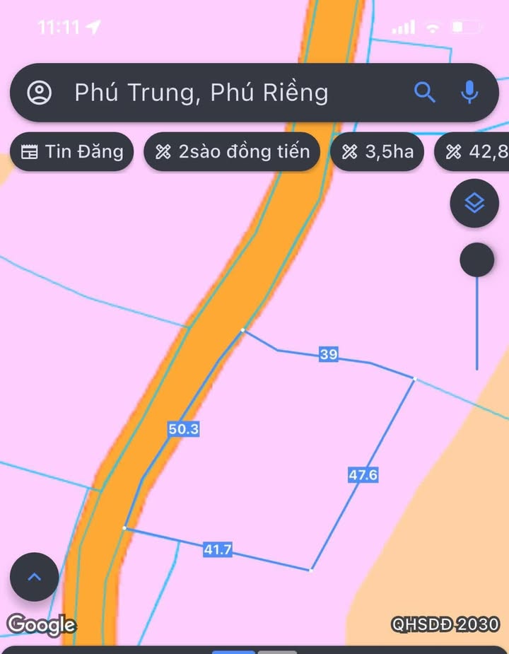 Đất thổ cư Phú Trung 2000m² giá 1.1 tỷ - Mặt tiền đường nhựa thuận lợi!