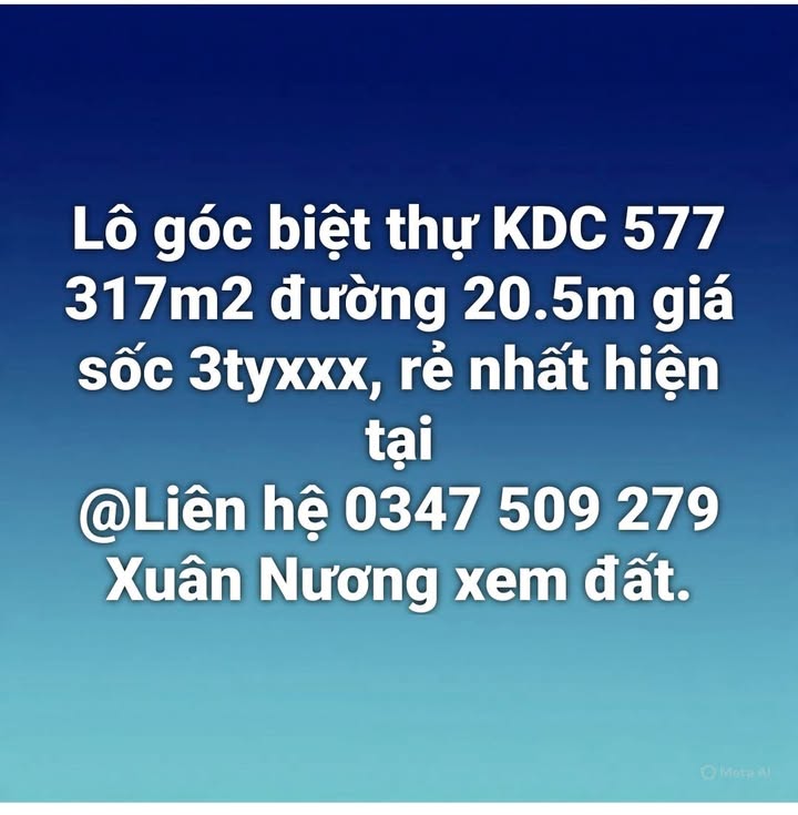 Lô góc đất biệt thự KDC 577 Quảng Ngãi 317m² giá 3 tỷ - Cơ hội đầu tư tuyệt vời!