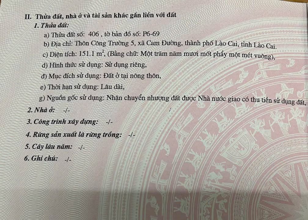 Đất nền thổ cư Cam Đường Lào Cai 151m² giá 900 triệu - Chính chủ bán gấp!
