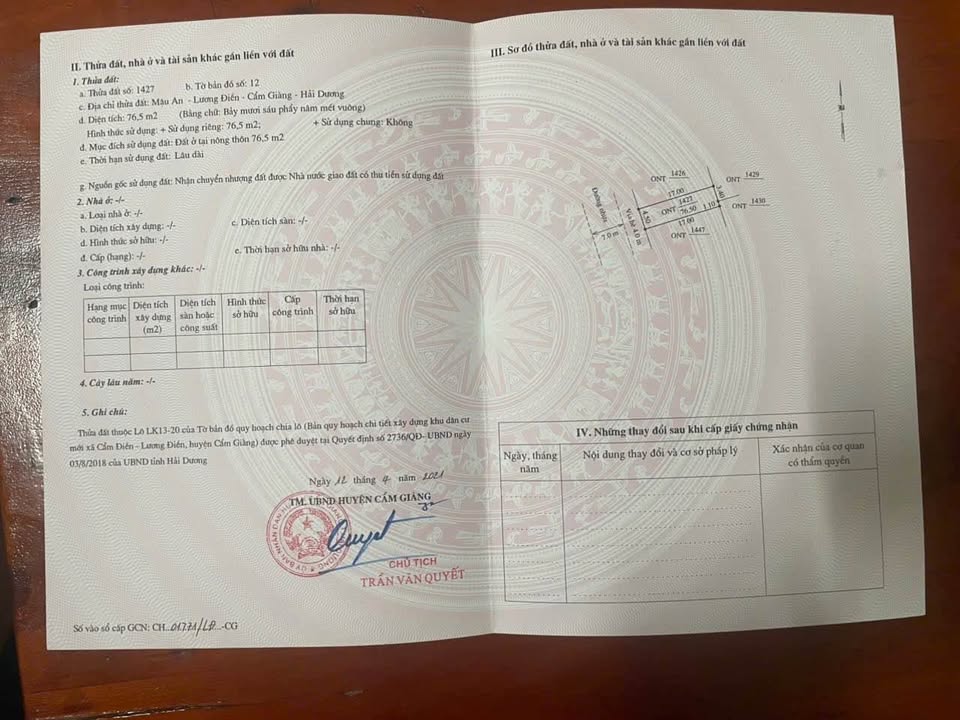 Đất nền lô LK13-20 VSIP Cẩm Điền 76,5m² giá 3,2 tỷ - Sổ hồng chính chủ!