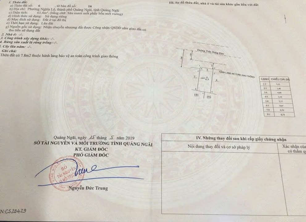 Đất mặt tiền Trần Hưng Đạo Quảng Ngãi 61m² giá 4 tỷ - Kinh doanh sầm uất!