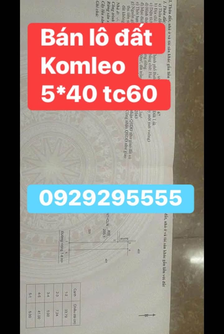 Đất nền Komleo, Tân Lập, BMT 210m² - Vị trí đẹp, giá tốt cho nhà đầu tư!