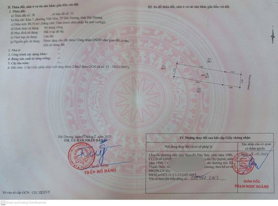 Đất nền chính chủ tại Việt Hoà, TP Hải Dương, 89m² - Giá tốt cho đầu tư!