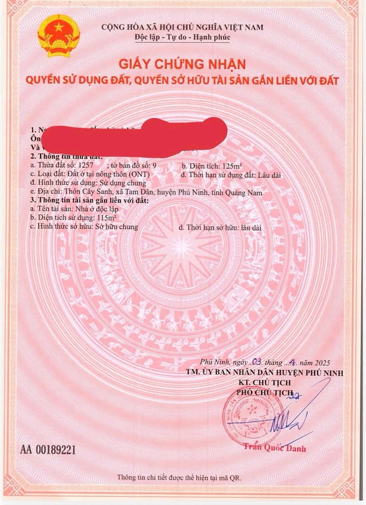 Nhà cấp 4 Phú Ninh 125m² giá 1.25 tỷ - Gần chợ Tam Dân, view kênh thơ mộng!