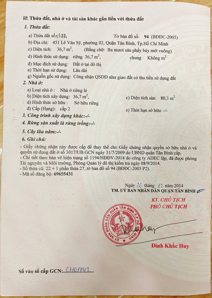 Nhà mặt tiền 451 Lê Văn Sỹ, Tân Bình 36m² giá 9.6 tỷ - Vị trí kinh doanh sầm uất!