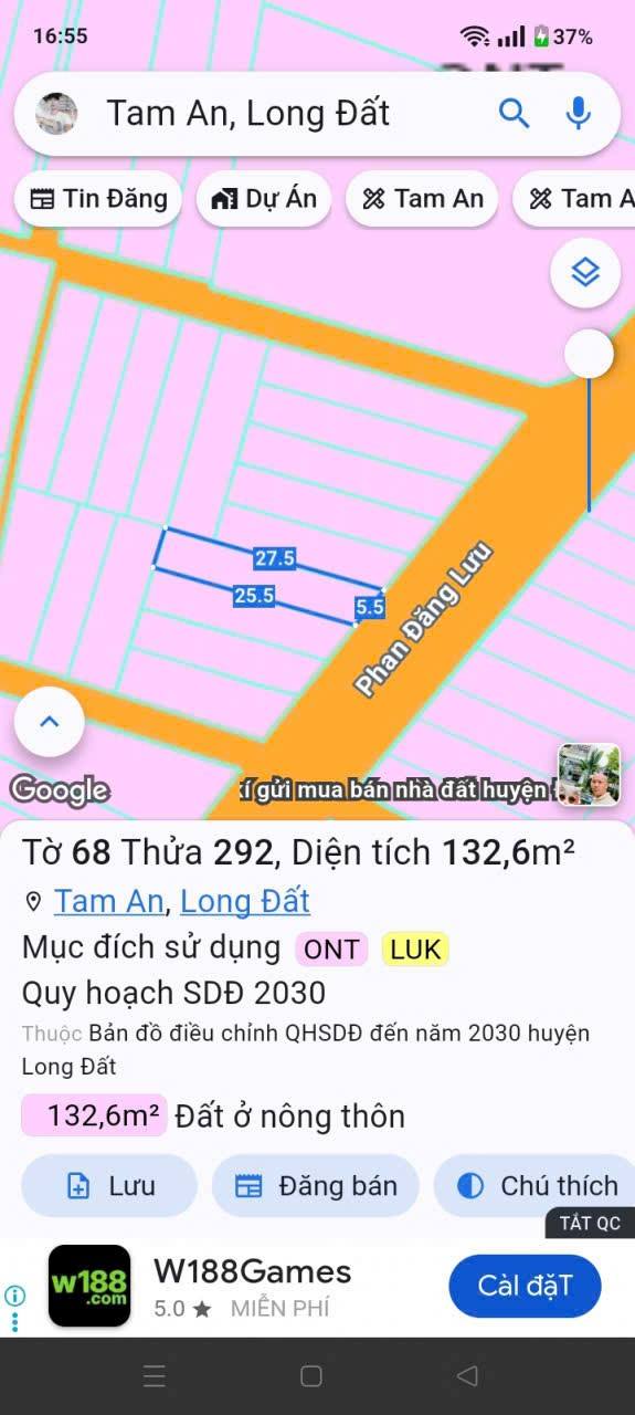 Đất mặt tiền đường Phan Đăng Lưu, xã An Ngãi 132.6m² - Cơ hội đầu tư tuyệt vời!