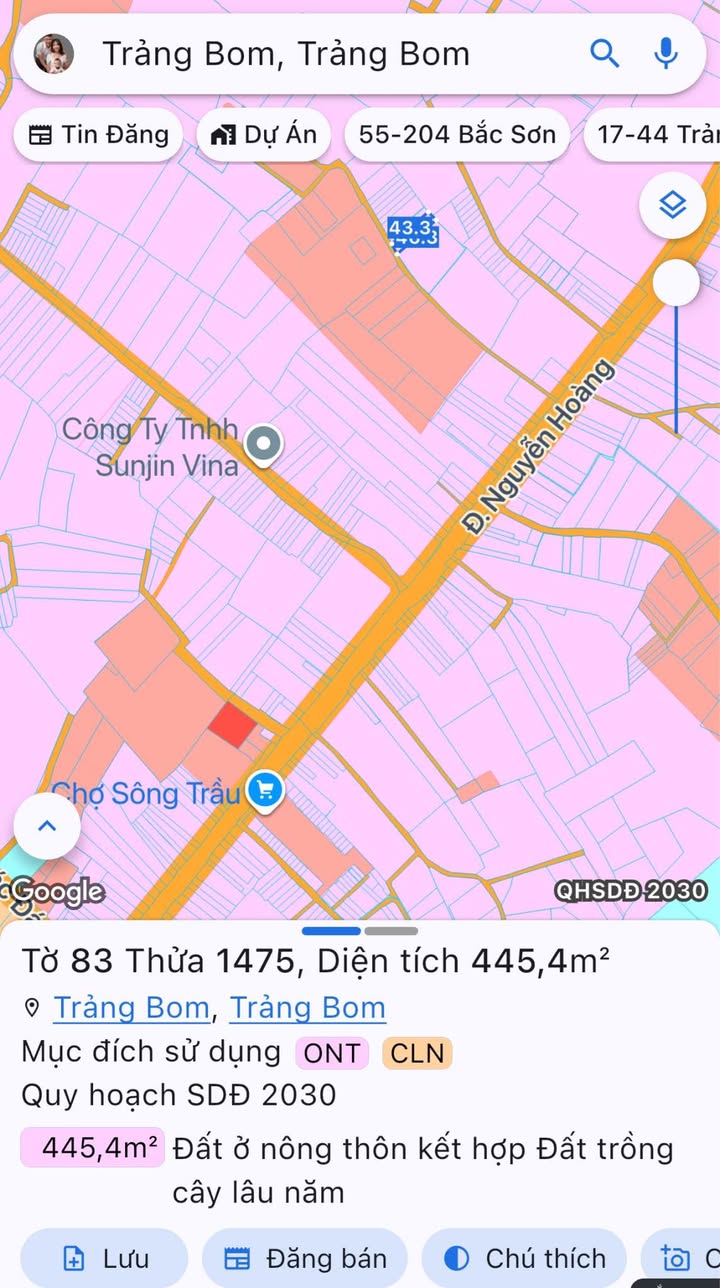 Đất nền Trảng Bom 445m² giá 1.3 tỷ - Pháp lý rõ ràng, tiềm năng cao!