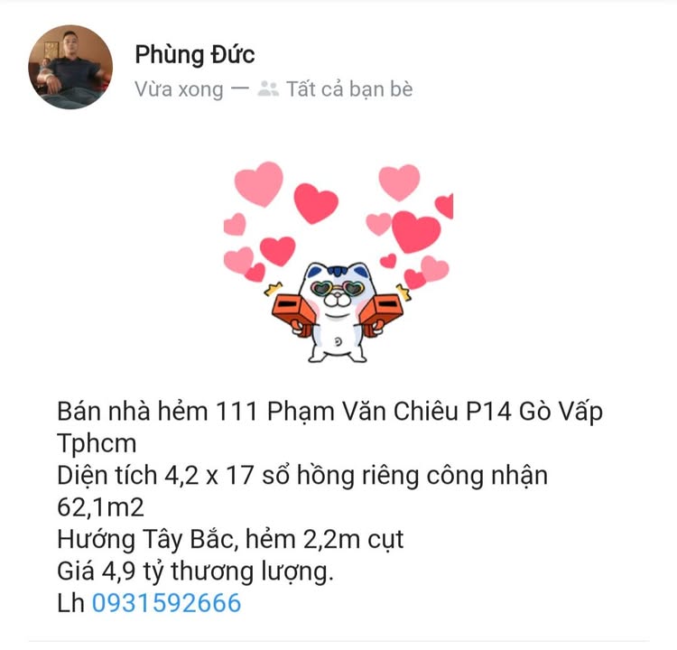 Nhà hẻm 111 Phạm Văn Chiêu, Gò Vấp 62m² giá 4.9 tỷ - Chính chủ, thương lượng