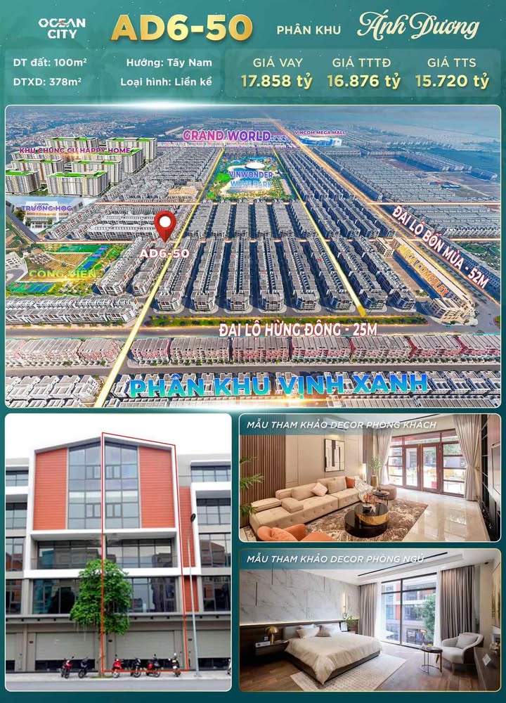 Shophouse Ocean City Ánh Dương 100m² giá 15.597 tỷ - Kinh doanh đỉnh cao!