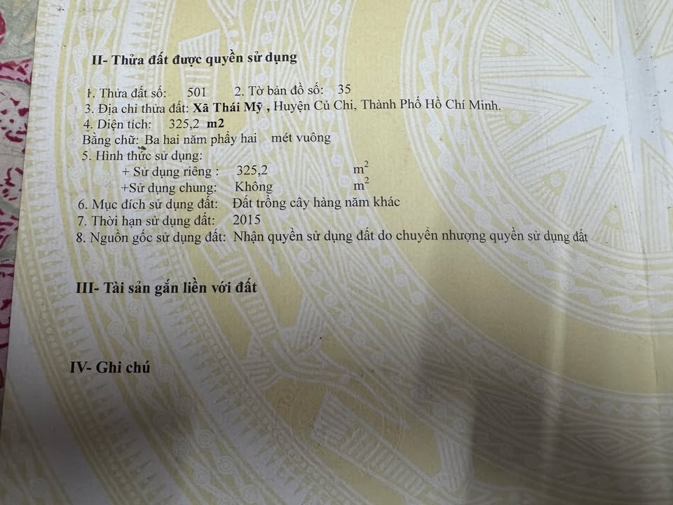 Bán đất chính chủ Trương Thị Kiện, Thái Mỹ, Củ Chi 3923m² - Tiềm năng đầu tư lớn!