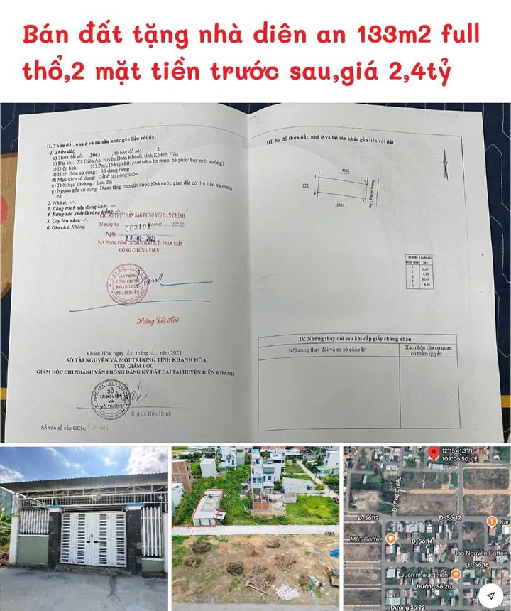 Đất Phú Ân Nam 2, Diên An 133m² giá 2.4 tỷ - Đầu tư sinh lời tốt!