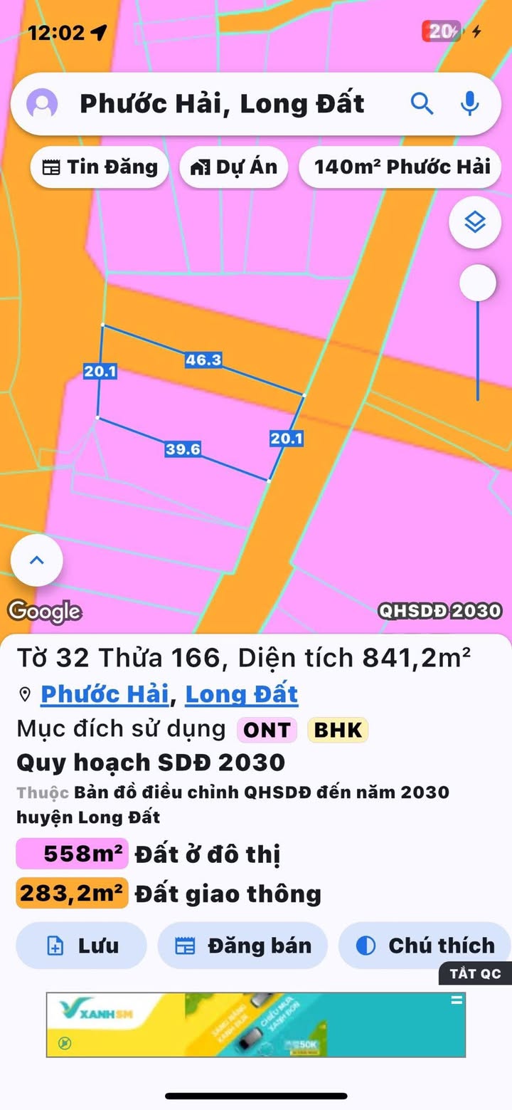 Đất nền Long Mỹ Đất Đỏ 841m² giá chỉ 3,3 tỷ - Cơ hội đầu tư tuyệt vời!