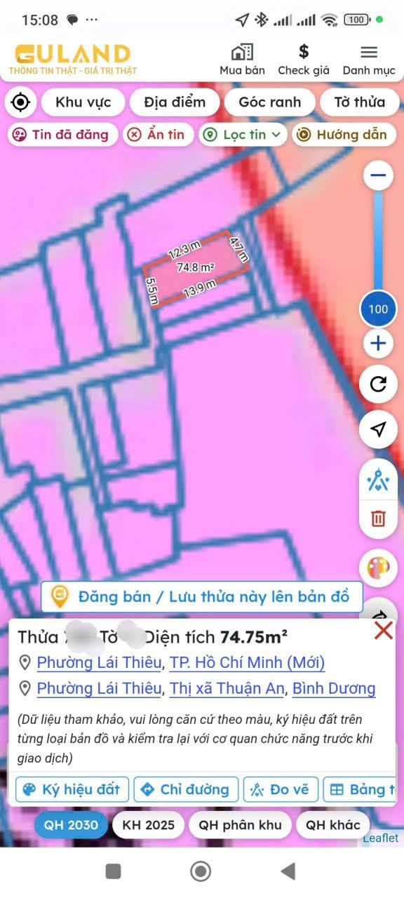 Đất nền Lái Thiêu, Bình Dương 74m² giá 2.2 tỷ - Cơ hội đầu tư tuyệt vời!