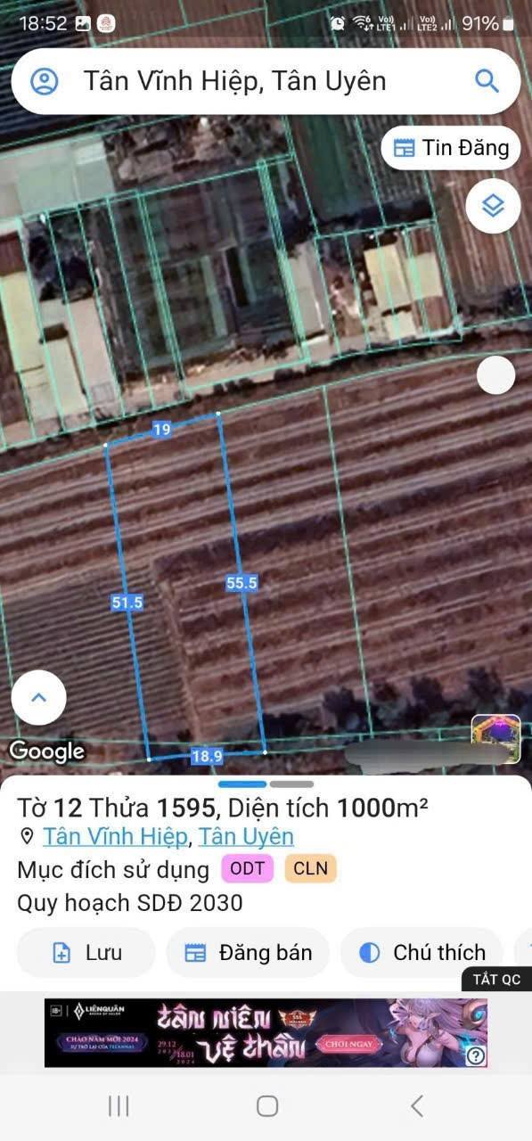Đất Tân Vĩnh Hiệp, Tân Uyên 1000m² giá 4.99 tỷ - Phù hợp làm kho hàng