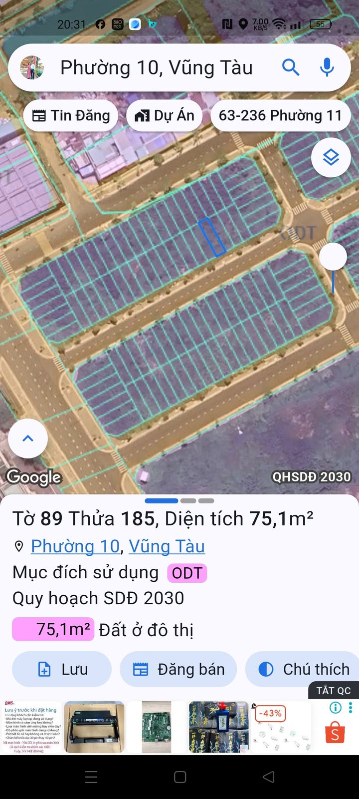 Đất thổ cư 75m² Rạch Dừa - Giá chỉ 7 tỷ - Cơ hội đầu tư hiếm có!