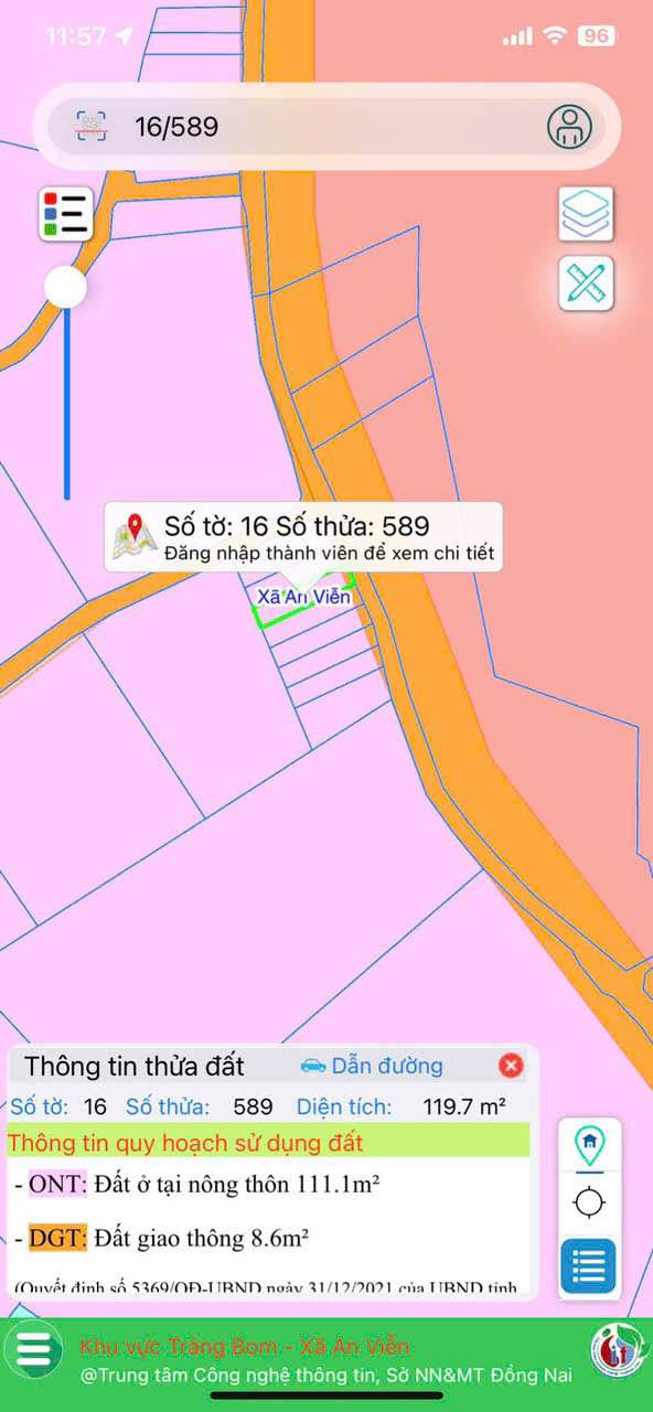Đất thổ cư An Viễn Trảng Bom 120m² giá 8xx triệu - Mặt tiền đường nhựa thông thoáng!