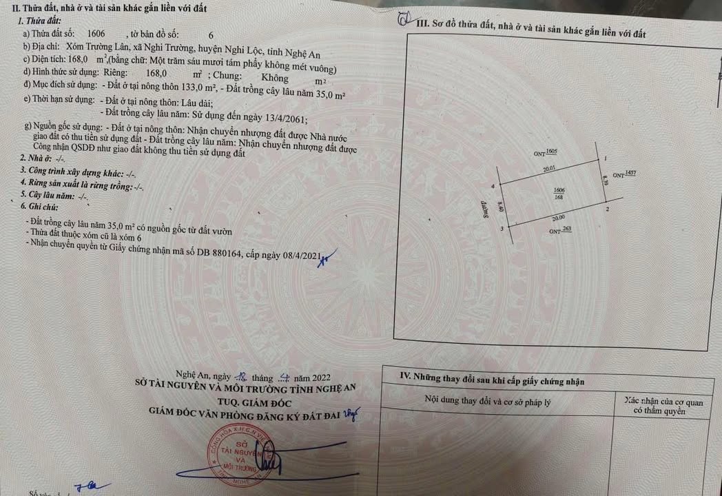 Đất Xóm Trường Lân - Nghi Trường 168m² giá 1 tỷ - Cơ hội đầu tư hấp dẫn!