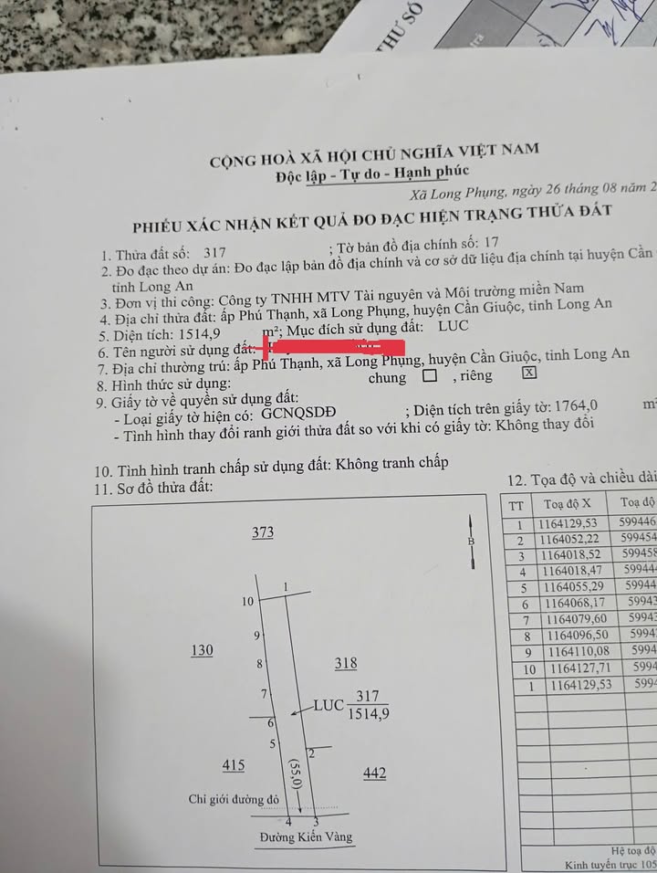 Đất nền Long Phụng, Cần Giuộc 1514m² giá chỉ 2.3 triệu/m² - Đầu tư sinh lời ngay!