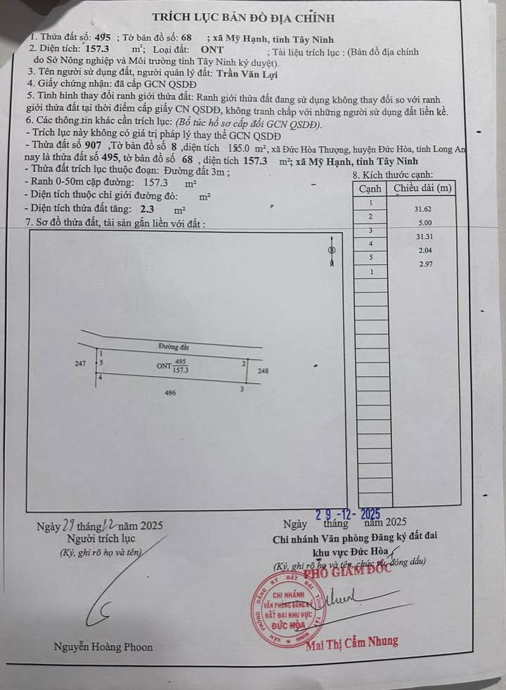 Đất nền thổ cư Xã Mỹ Hạnh 150m² giá 1.2 tỷ - Đầu tư sinh lời nhanh!