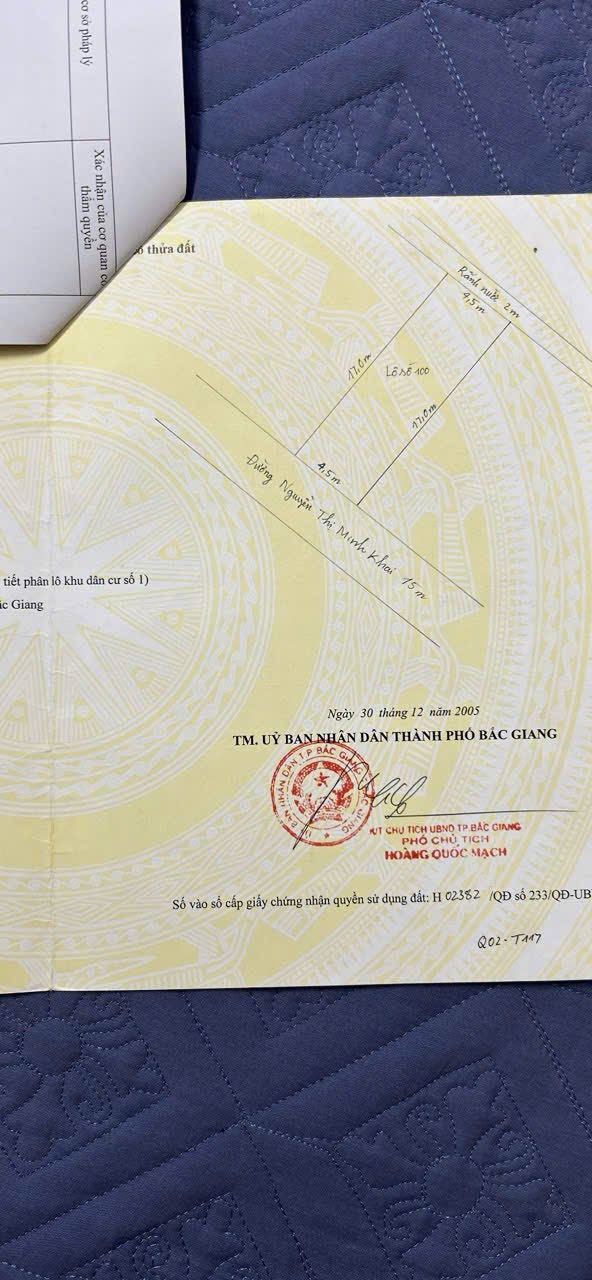 Đất nền mặt đường Minh Khai Bắc Giang 76,5m² - Vị trí đắc địa, giá đẹp!