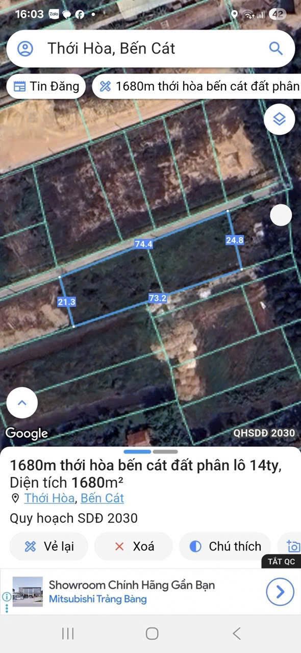 Đất nền Bến Cát 74m² giá 10 tỷ - Phân tách dễ dàng!