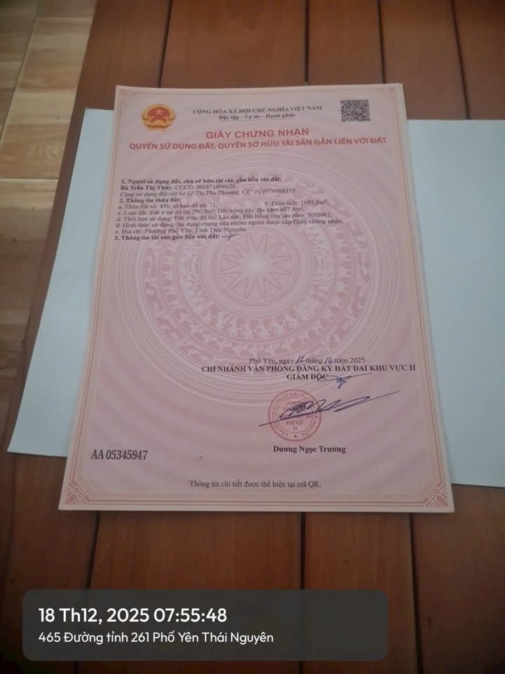 Đất nền 1000m² Đắc Sơn Phổ Yên giá 1.5 tỷ - Cơ hội đầu tư tuyệt vời!