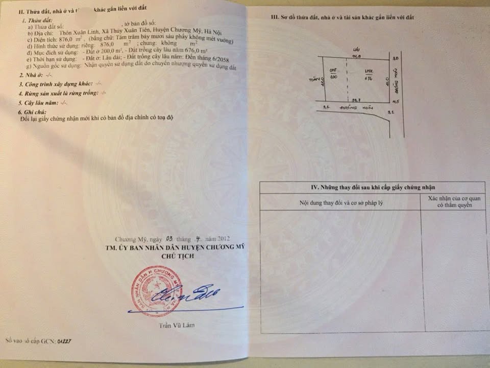 Đất nền Xuân Mai, Chương Mỹ, 876m² giá chỉ 10 triệu - Sổ đỏ chính chủ!