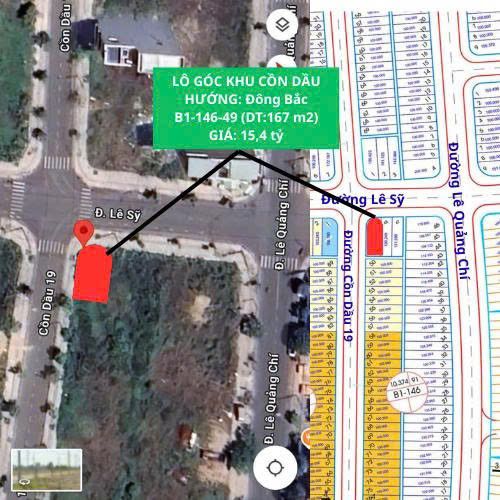 Đất khu Cồn Dầu - Hòa Xuân 167m² giá 15.4 tỷ - Lô góc đắc địa cho đầu tư