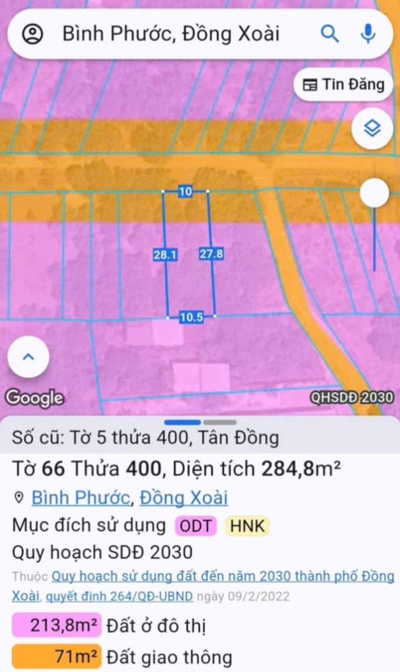 Đất nền khu phố Tân Đồng 5, Đồng Xoài 280m² giá 1.1 tỷ - Cơ hội đầu tư lý tưởng!
