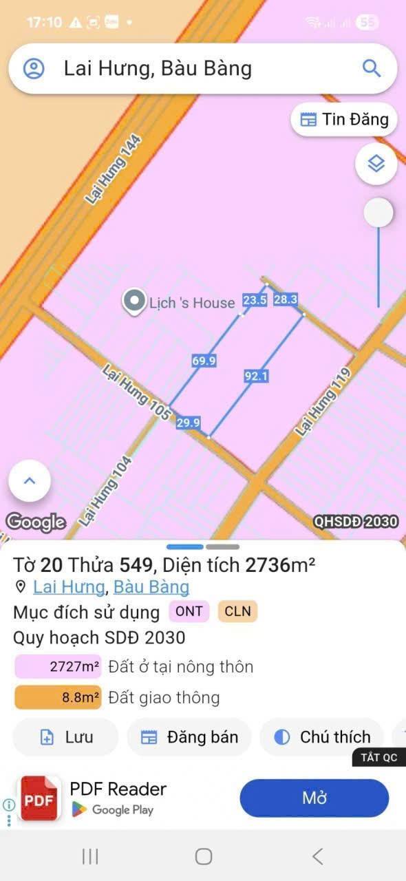 Lô đất 2.726m² tại Lai Hưng, Bàu Bàng, Bình Dương - Giá chỉ 7 tỷ!