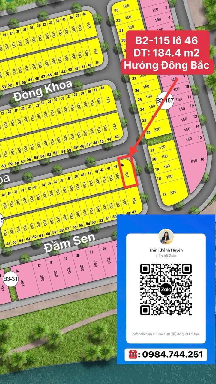 Đất nền dự án Hòa Xuân, Đà Nẵng 184.4m² giá 11 tỷ - Lô góc 2 mặt tiền hiếm có!