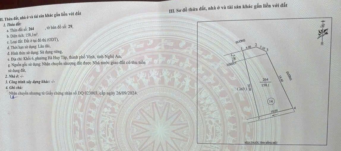 Đất nền lô góc 158m² khu phố 6 Hà Huy Tập giá 7 tỷ - Đường thông rộng ô tô tránh nhau