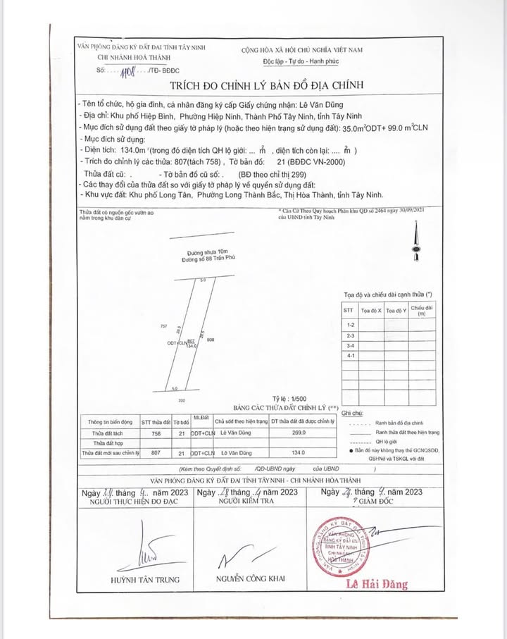 Bán đất hẻm 88 Trần Phú, Long Thành Bắc, Tây Ninh 140m² - Giá cực tốt chỉ 700 triệu!