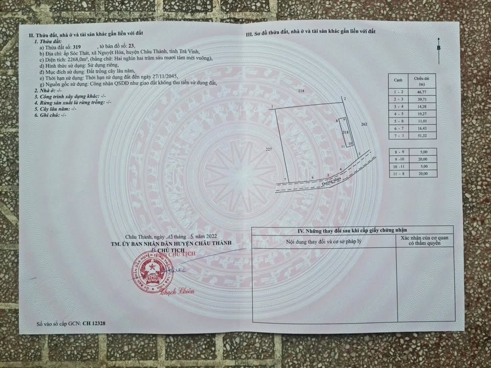 Đất nền ấp Sóc Thác, Châu Thành, Trà Vinh 2368m² - Giá chỉ 3 tỷ, cơ hội đầu tư tuyệt vời!