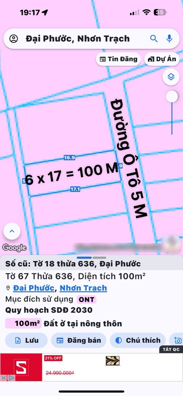 Đất nền xã Đại Phước, Nhơn Trạch 100m² giá 2.2 tỷ - Đầu tư sinh lời ngay!