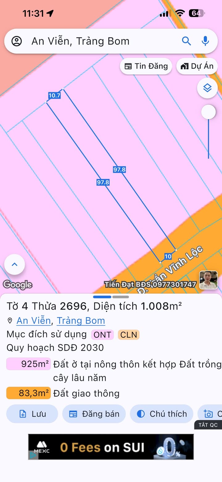 Nhà mặt tiền Trần Vĩnh Lộc Trảng Bom 980m² giá 6 tỷ - Kinh doanh lý tưởng!