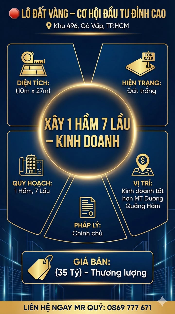 Lô đất vàng Gò Vấp 270m² giá 35 tỷ - Kinh doanh cực tốt!