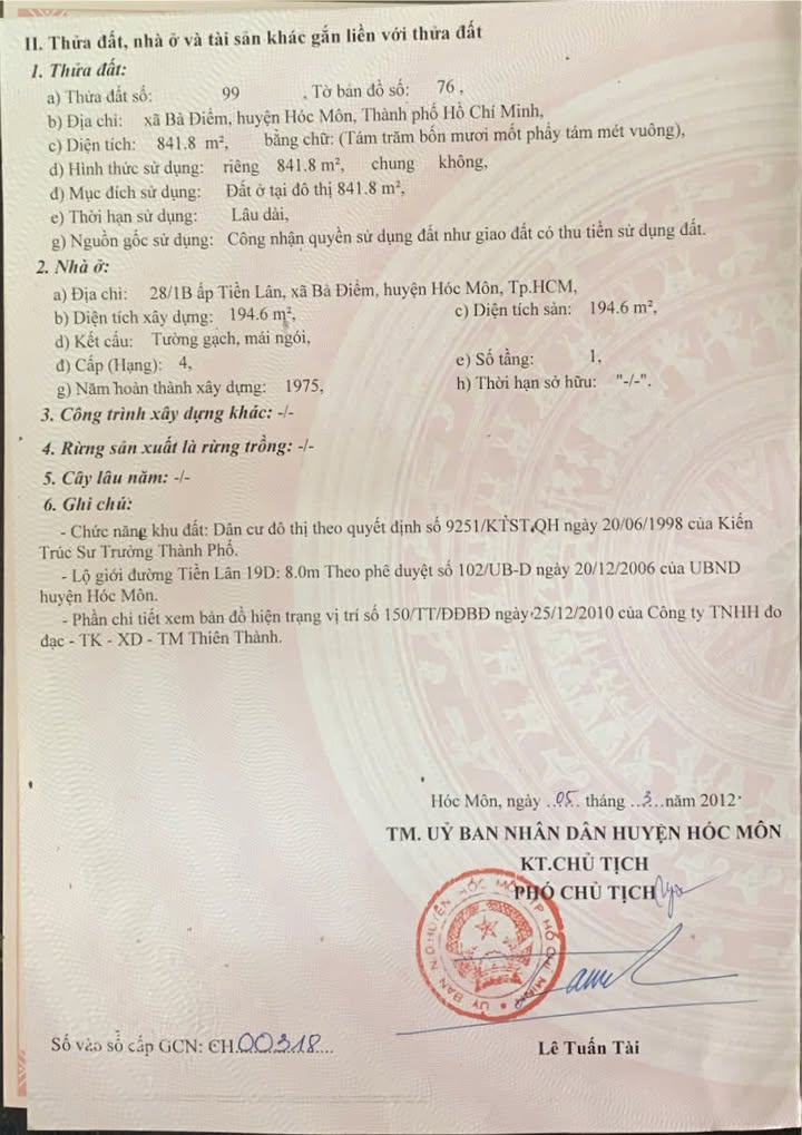 Đất thổ cư Bà Điểm Hóc Môn 877m² giá 22 tỷ - Đầu tư sinh lời ngay!